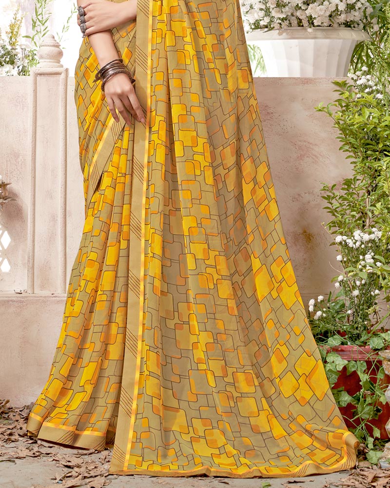 Vishal Prints Sand Printed Georgette Saree With Fancy Border