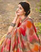 Vishal Prints Dusty Pink Digital Printed Georgette Saree With Fancy Border