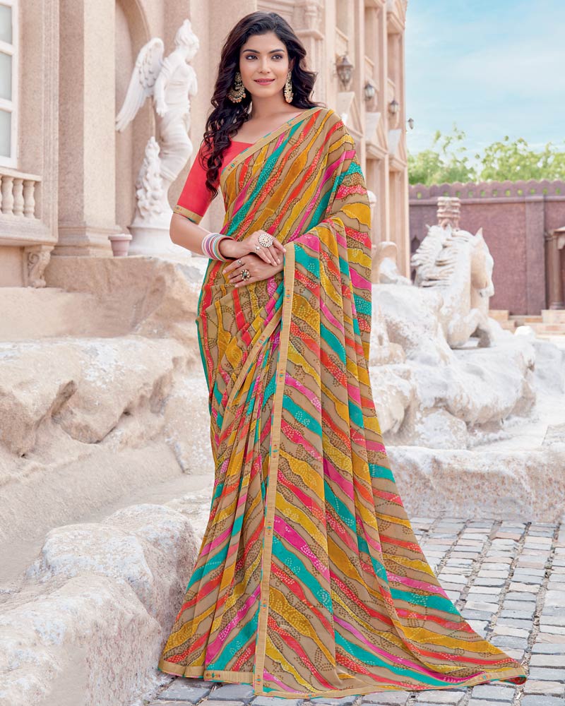 Vishal Prints Multicolor Digital Print Georgette Saree With Fancy Border