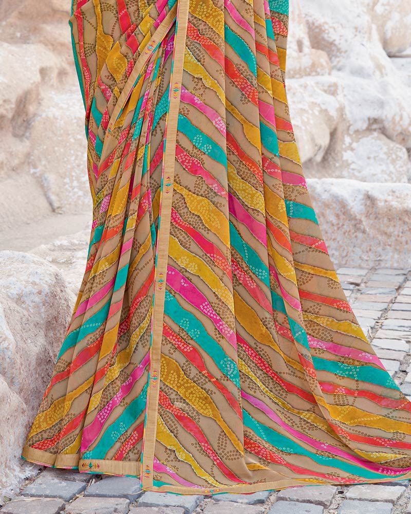 Vishal Prints Multicolor Digital Print Georgette Saree With Fancy Border