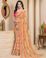 Vishal Prints Beige Digital Print Georgette Saree With Fancy Border