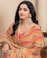 Vishal Prints Beige Digital Print Georgette Saree With Fancy Border