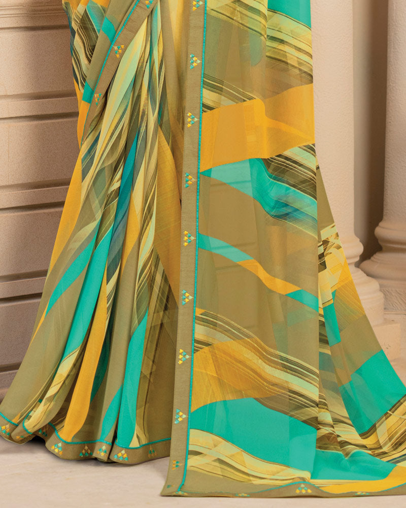 Vishal Prints Wheat Digital Print Georgette Saree With Fancy Border