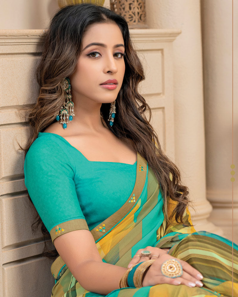 Vishal Prints Wheat Digital Print Georgette Saree With Fancy Border