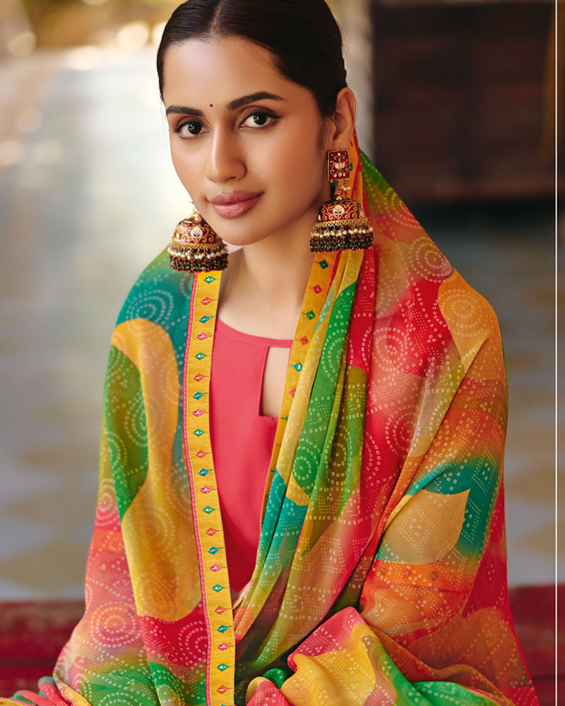 Vishal Prints Multicolor Printed Georgette Digital Print Saree With Fancy Border