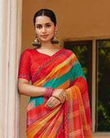 Vishal Prints Multicolor Printed Georgette Digital Print Saree With Fancy Border