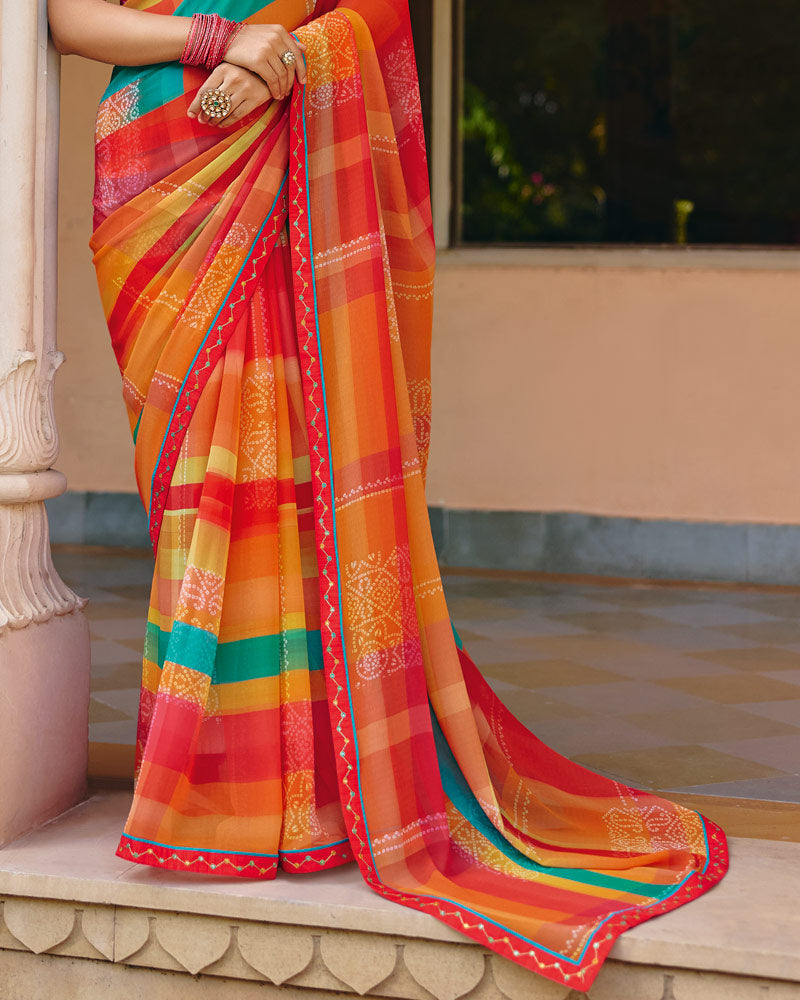 Vishal Prints Multicolor Printed Georgette Digital Print Saree With Fancy Border