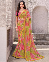 Vishal Prints Multicolor Printed Georgette Digital Print Saree With Fancy Border