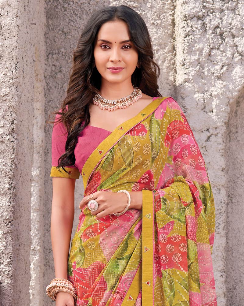 Vishal Prints Multicolor Printed Georgette Digital Print Saree With Fancy Border