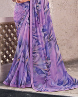 Vishal Prints Pastel Purple Printed Georgette Digital Print Saree With Fancy Border
