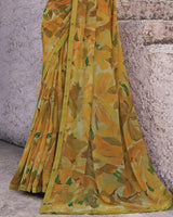 Vishal Prints Brownish Orange Printed Georgette Digital Print Saree With Fancy Border