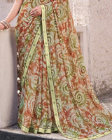 Vishal Prints Silky Grey Printed Georgette Digital Print Saree With Fancy Border