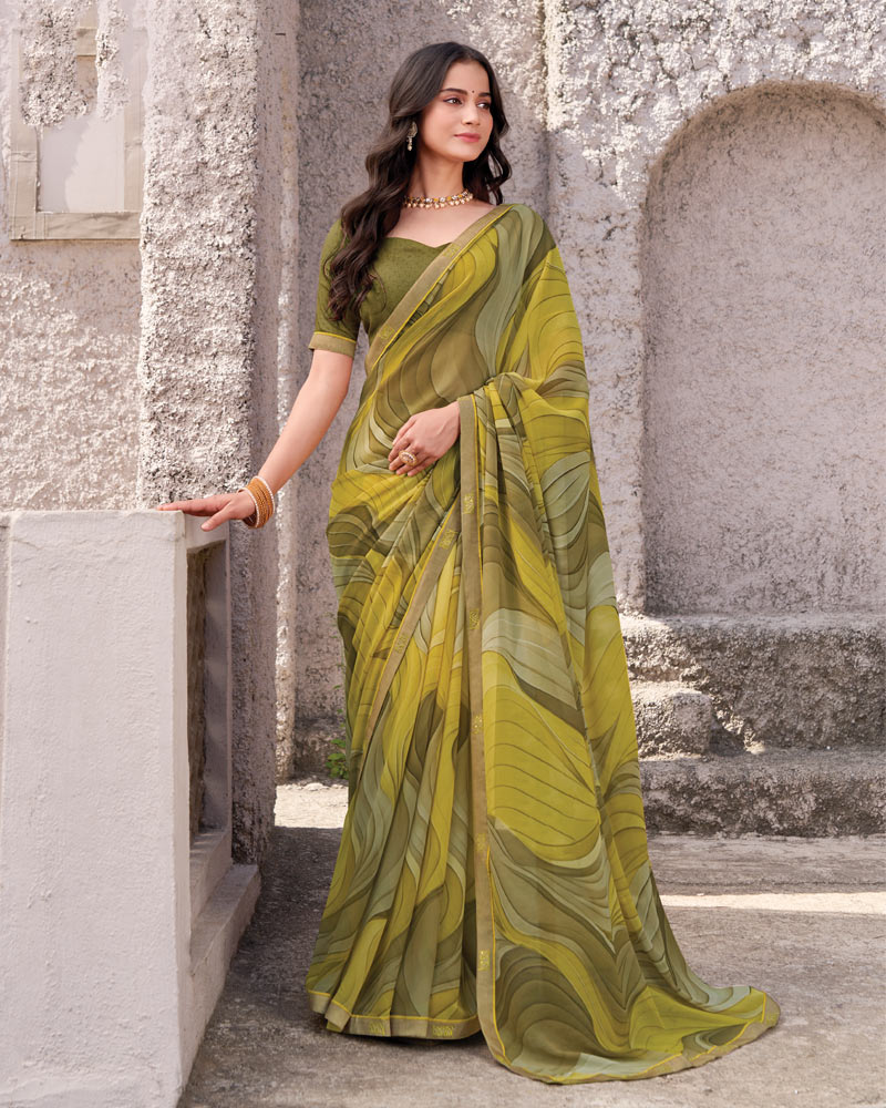 Vishal Prints Multicolor Printed Georgette Digital Print Saree With Fancy Border