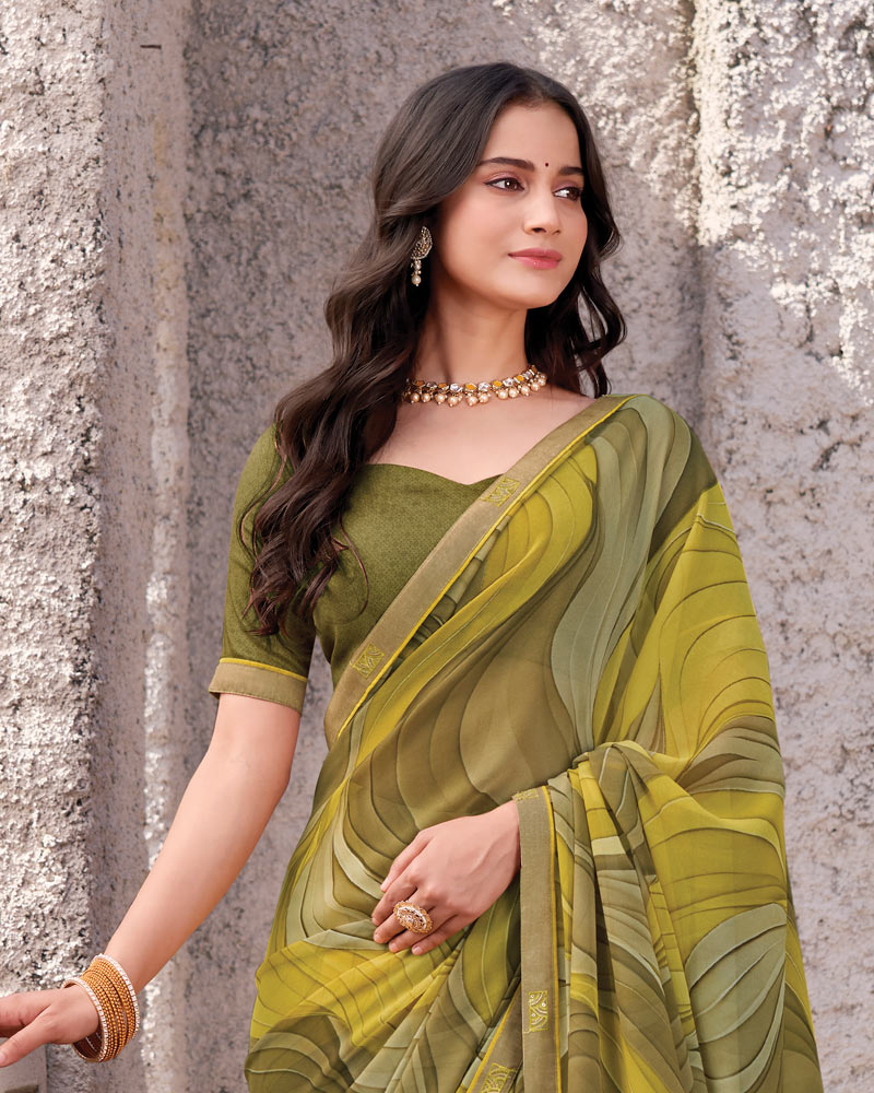 Vishal Prints Multicolor Printed Georgette Digital Print Saree With Fancy Border