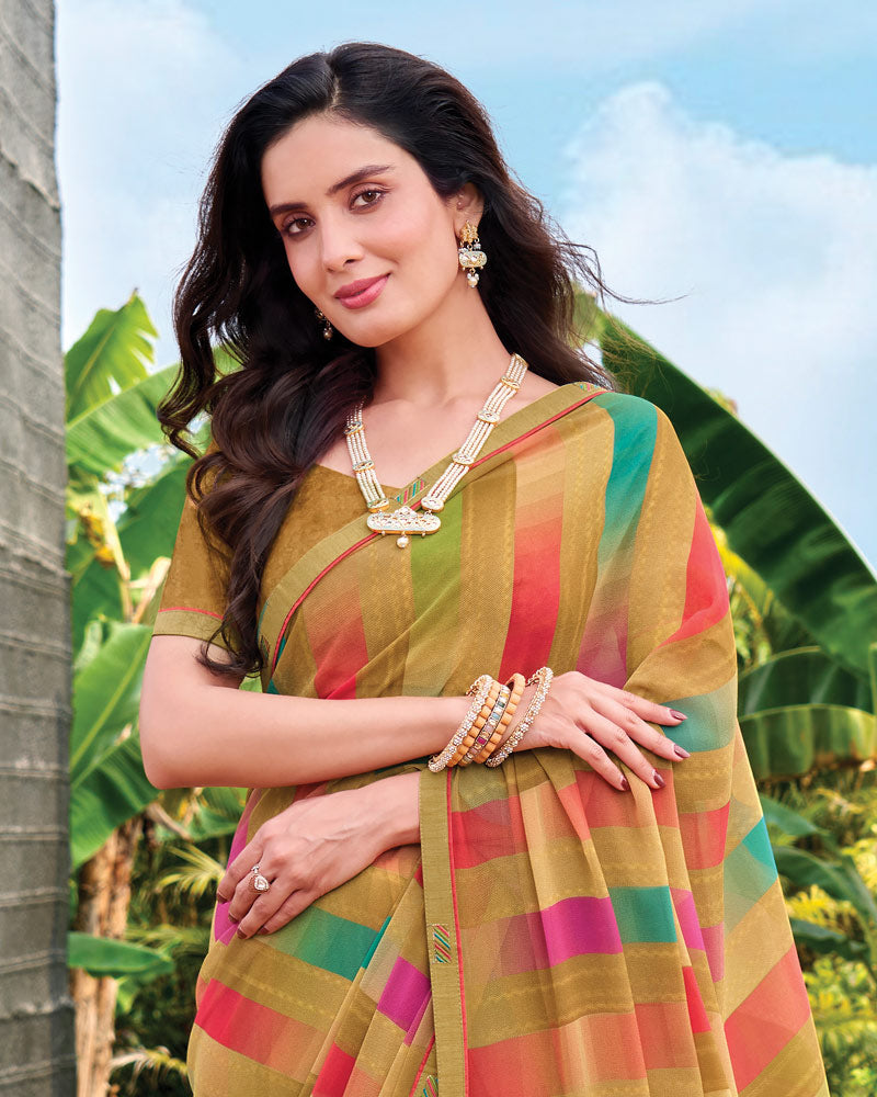 Vishal Prints Wheat Digital Print Georgette Saree With Fancy Embroidery Border