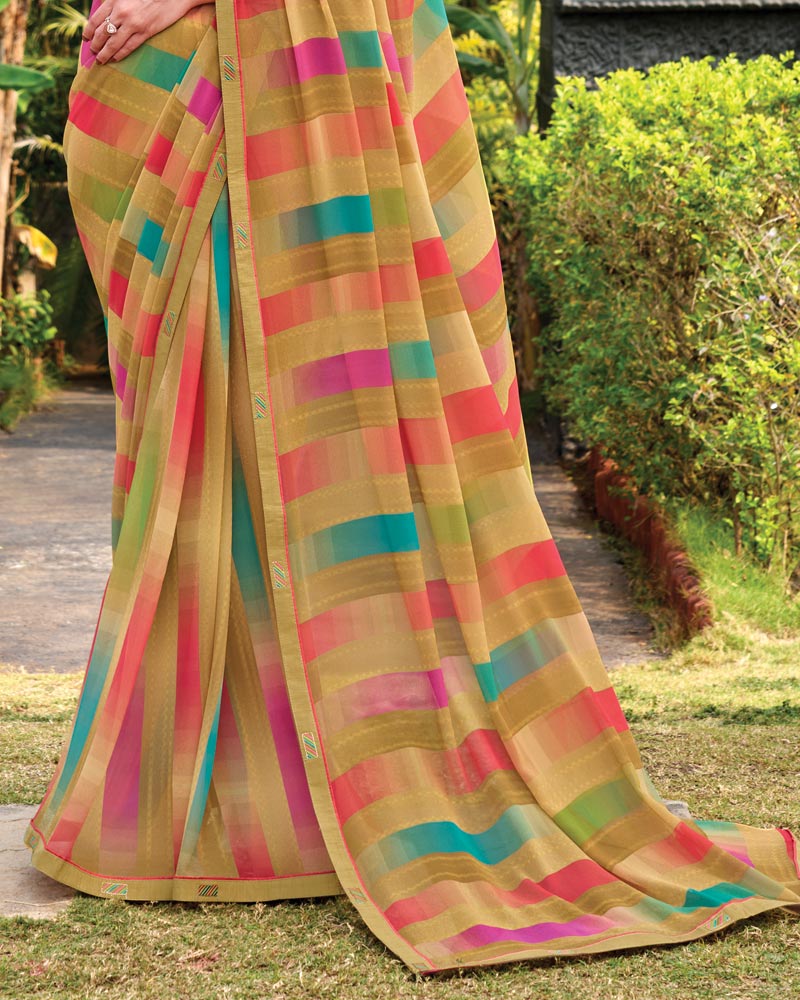 Vishal Prints Wheat Digital Print Georgette Saree With Fancy Embroidery Border