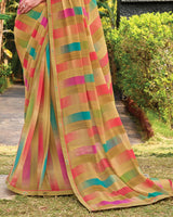 Vishal Prints Wheat Digital Print Georgette Saree With Fancy Embroidery Border