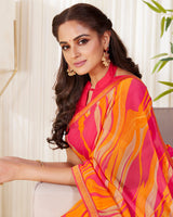 Vishal Prints Blush Pink Printed Georgette Saree With Zari Border