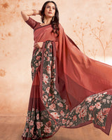 Vishal Prints Shaded Brown Designer Premium Printed Crepe Silk Saree