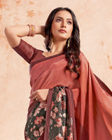 Vishal Prints Shaded Brown Designer Premium Printed Crepe Silk Saree