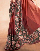 Vishal Prints Shaded Brown Designer Premium Printed Crepe Silk Saree