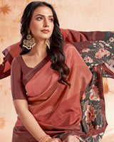 Vishal Prints Shaded Brown Designer Premium Printed Crepe Silk Saree