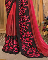Vishal Prints Cardinal Red Digital Print Premium Crepe Silk Saree