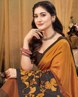 Vishal Prints Dusty Orange Digital Print Premium Crepe Silk Saree