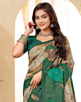 Vishal Prints Mineral Green Digital Print Premium Crepe Silk Saree