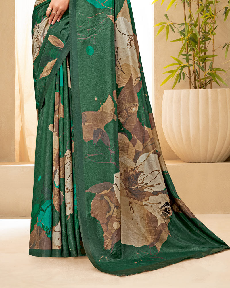 Vishal Prints Mineral Green Digital Print Premium Crepe Silk Saree