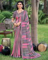 Vishal Prints Venus Grey Fancy Chiffon Digital Print Saree With Border