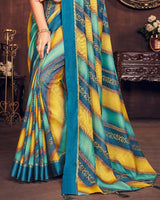 Vishal Prints Multi Silk Brasso Saree With Foil Print And Tassel