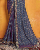 Vishal Prints Scarpa Flow Grey Brasso Saree With Zari Border
