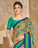 Vishal Prints Multi And Sea Green Digital Print Criva Crepe Saree