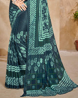 Vishal Prints Dark Grey Digital Print Criva Crepe Saree