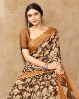 Vishal Prints Brown Digital Print Criva Crepe Saree