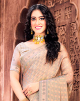 Vishal Prints Peach Patterned Chiffon Saree With Digital Printed Border