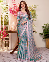 Vishal Prints Horizon Blue Designer Patterned Chiffon Saree With Fancy Border