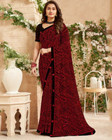 Vishal Prints Black Printed Patterned Georgette Saree With Fancy Border