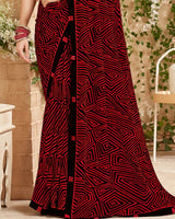 Vishal Prints Black Printed Patterned Georgette Saree With Fancy Border