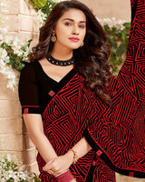 Vishal Prints Black Printed Patterned Georgette Saree With Fancy Border