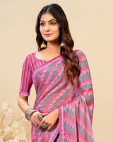 Vishal Prints Dusty Pink Printed Brasso Saree With Fancy Border