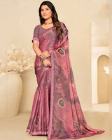 Vishal Prints Brownish Pink Printed Brasso Saree With Fancy Border