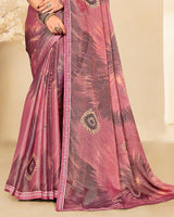 Vishal Prints Brownish Pink Printed Brasso Saree With Fancy Border