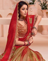 Vishal Prints Milano Red Printed Chiffon Saree With Fancy Cut Work Border