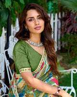 Vishal Prints Multicolor Printed Chiffon Saree With Fancy Border