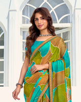 Vishal Prints Multicolor Printed Chiffon Saree With Fancy Border