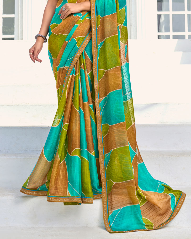 Vishal Prints Multicolor Printed Chiffon Saree With Fancy Border