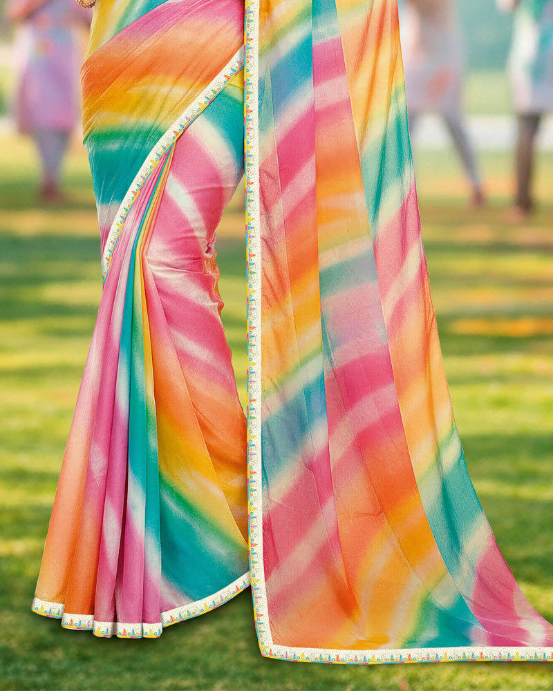Vishal Prints Multi-Color Digital Print Georgette Saree With Fancy Border