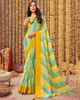 Vishal Prints Mustard And Teal Printed Saree Georgette Saree With Border